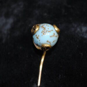 Antique Robin's Egg / Blue Art Glass Stick Pin